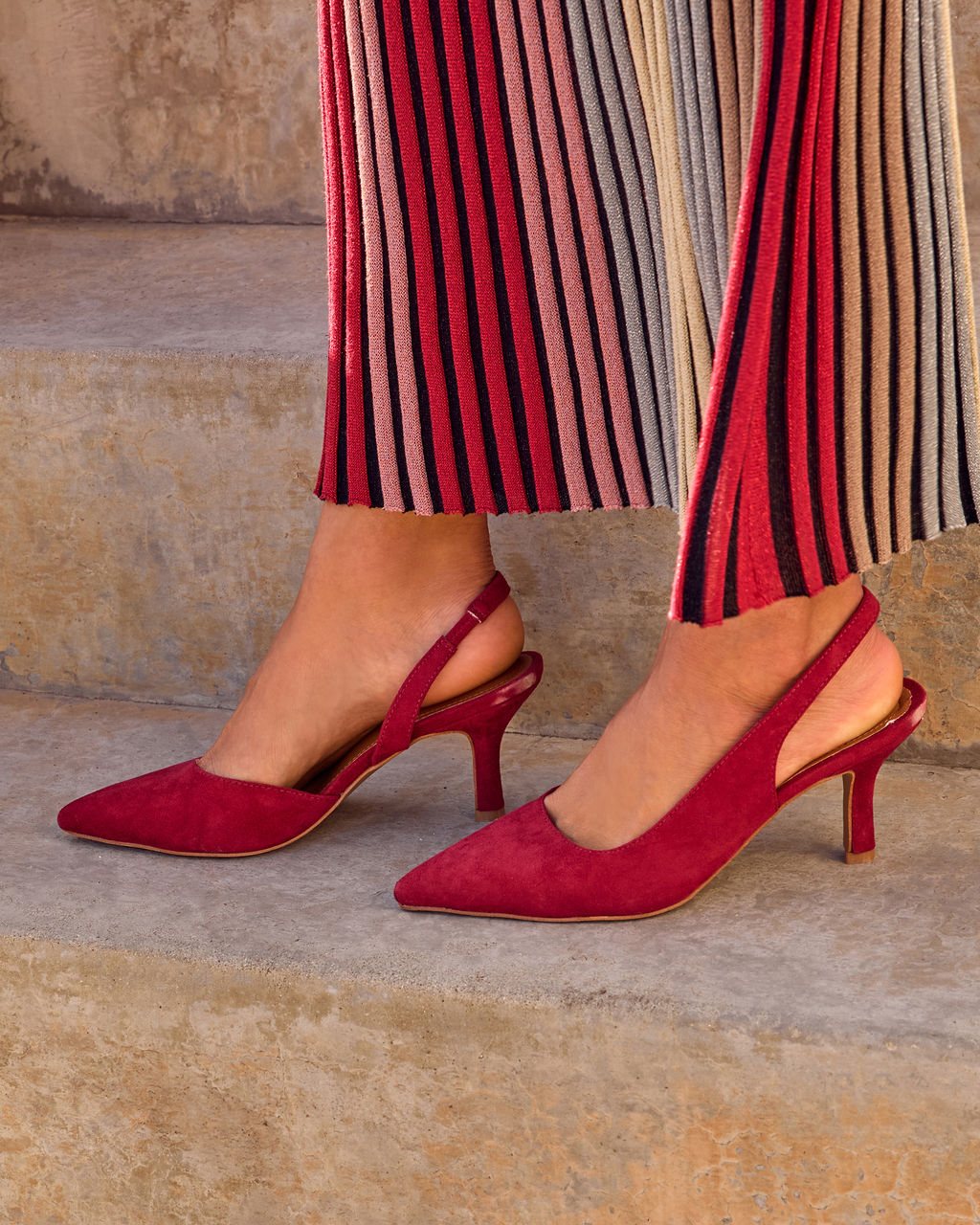 Kessie Suede Slingback Heels-Vogue Logic