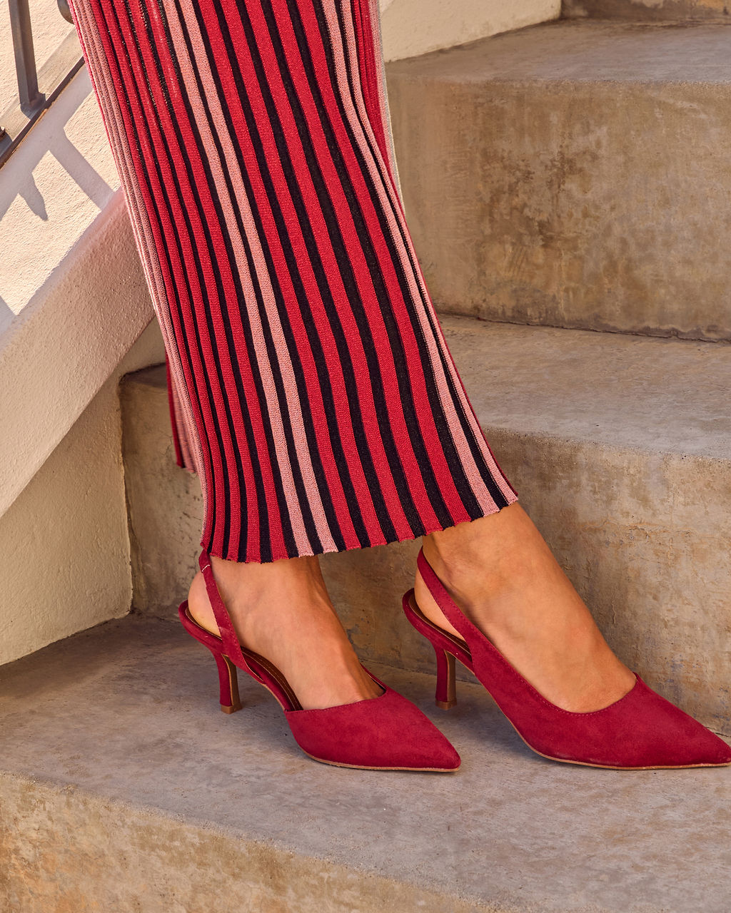 Kessie Suede Slingback Heels-Vogue Logic