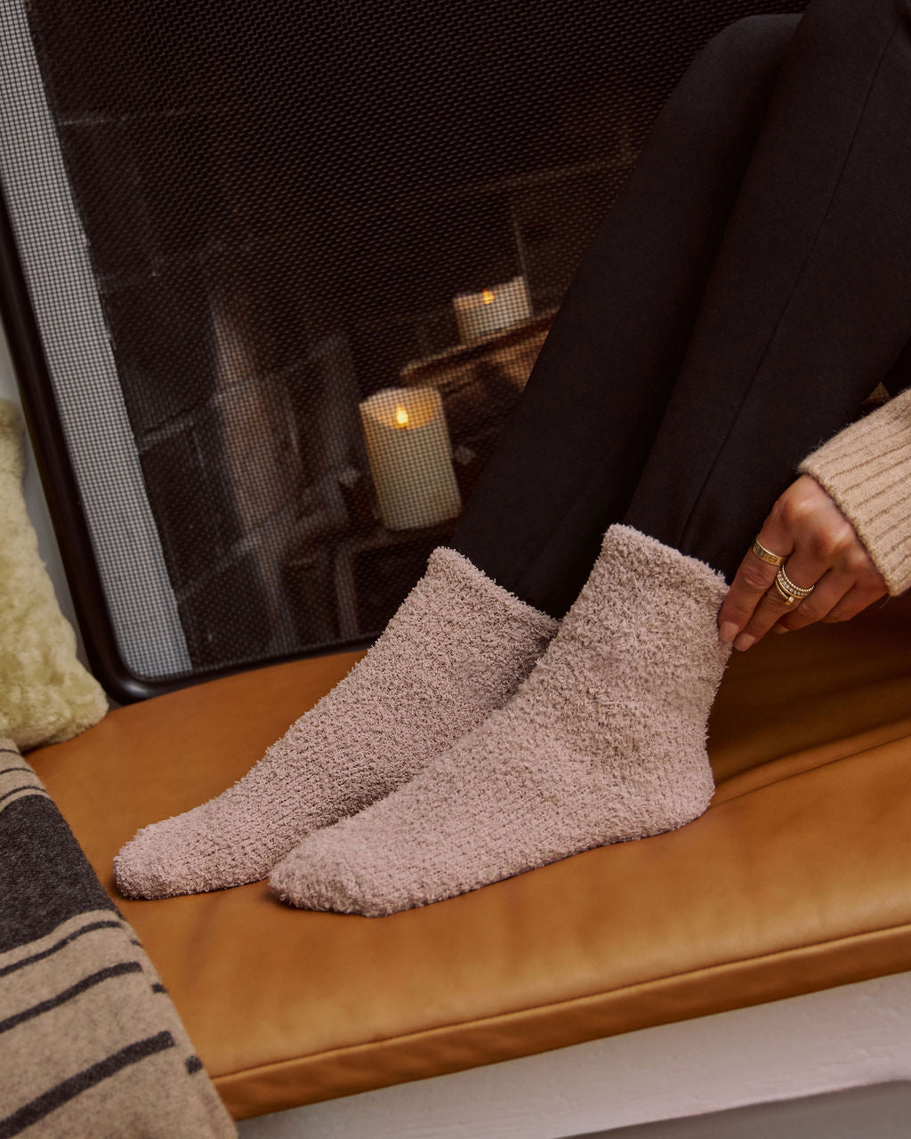 Snowed In Cozy Chenille Socks-Vogue Logic