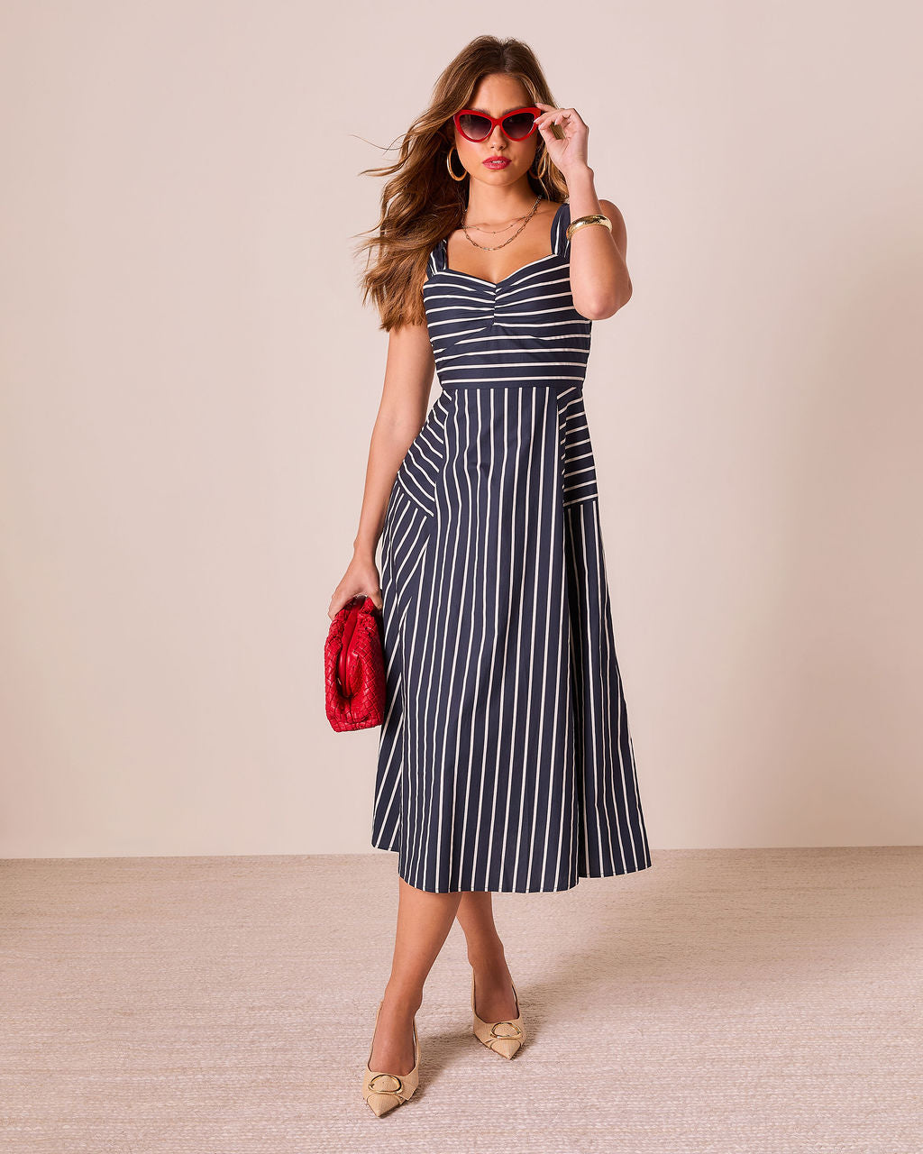 Sunnie Muse Striped Midi Dress-Vogue Logic