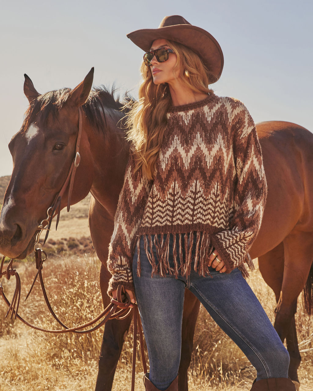 Chelie Fringe Abstract Sweater-Vogue Logic