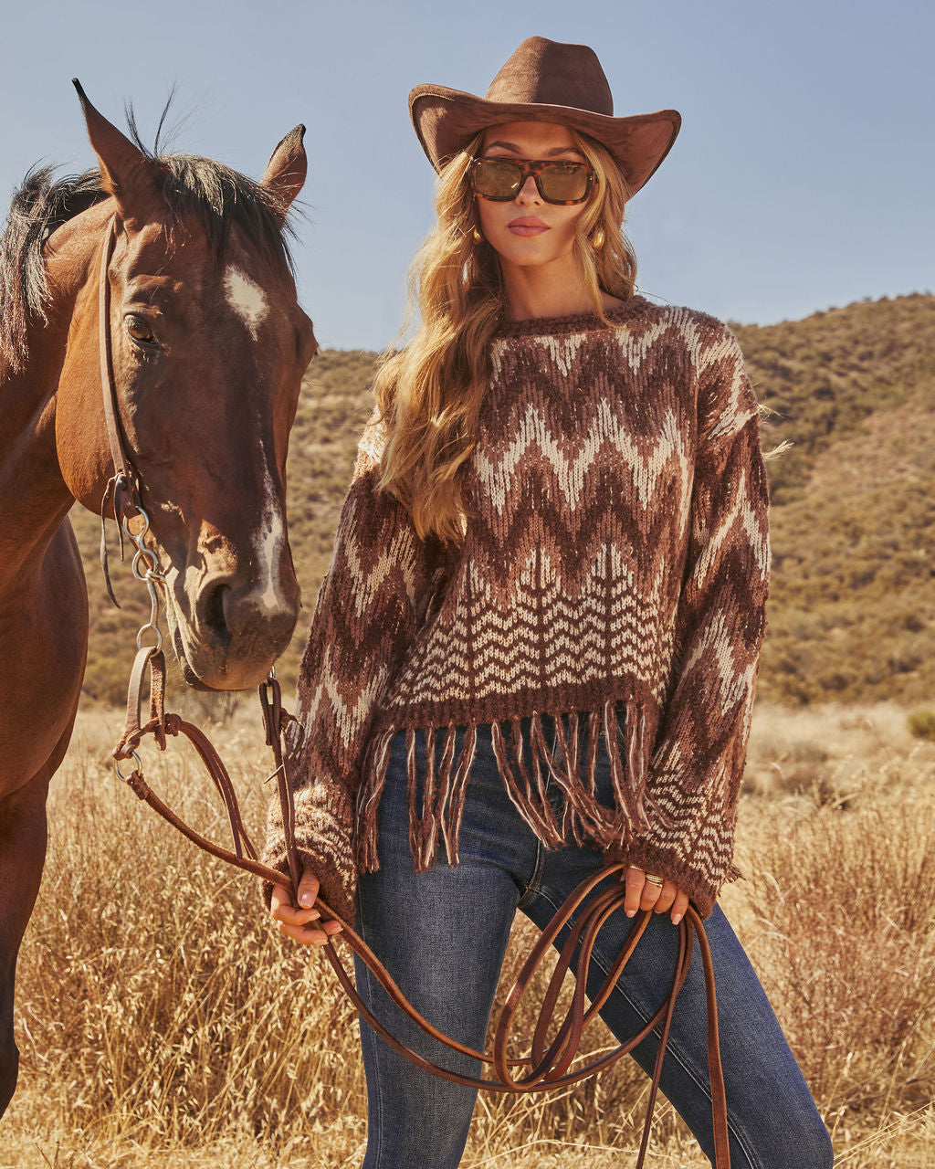 Chelie Fringe Abstract Sweater-Vogue Logic