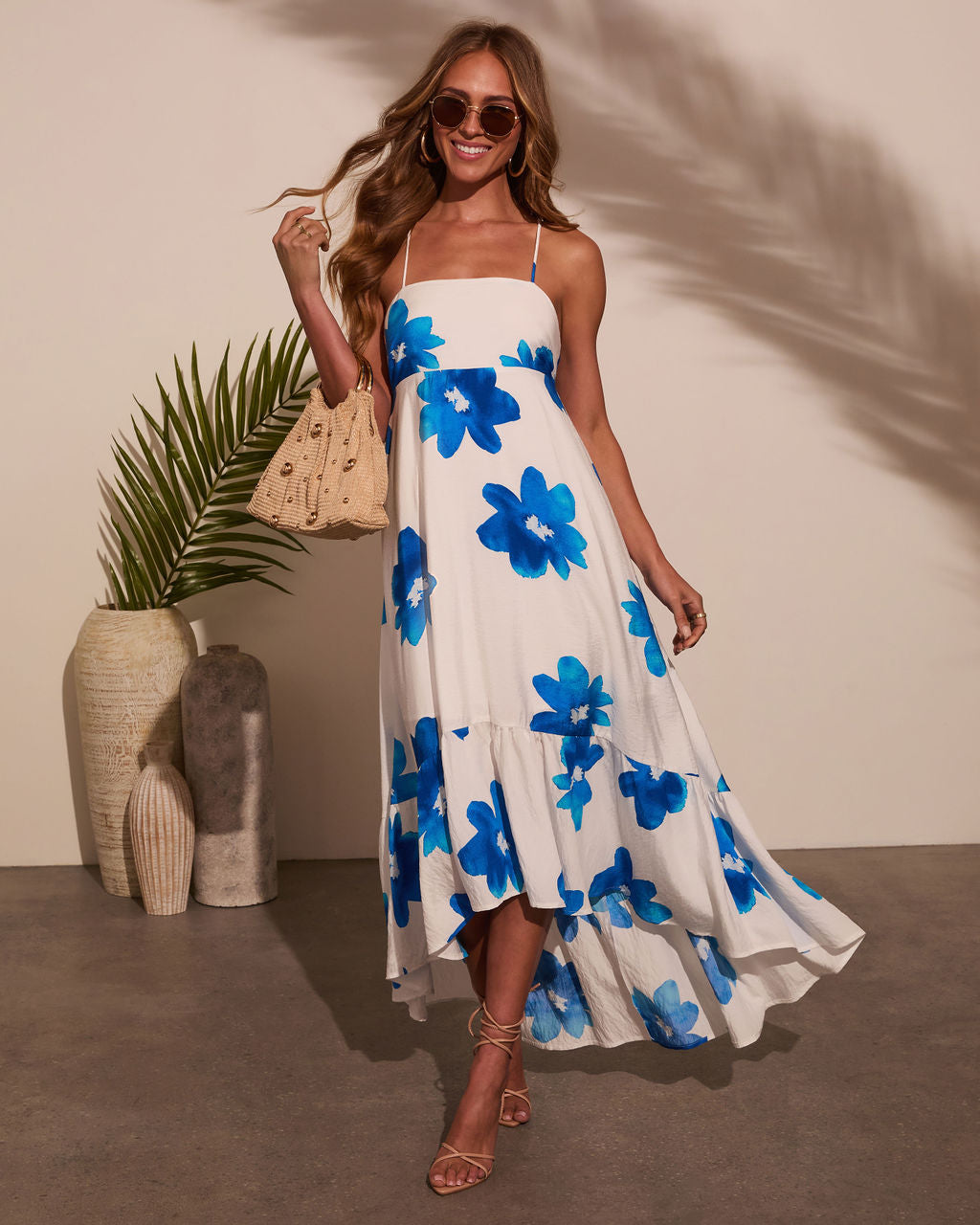 Avalee Floral High Low Midi Dress-Vogue Logic