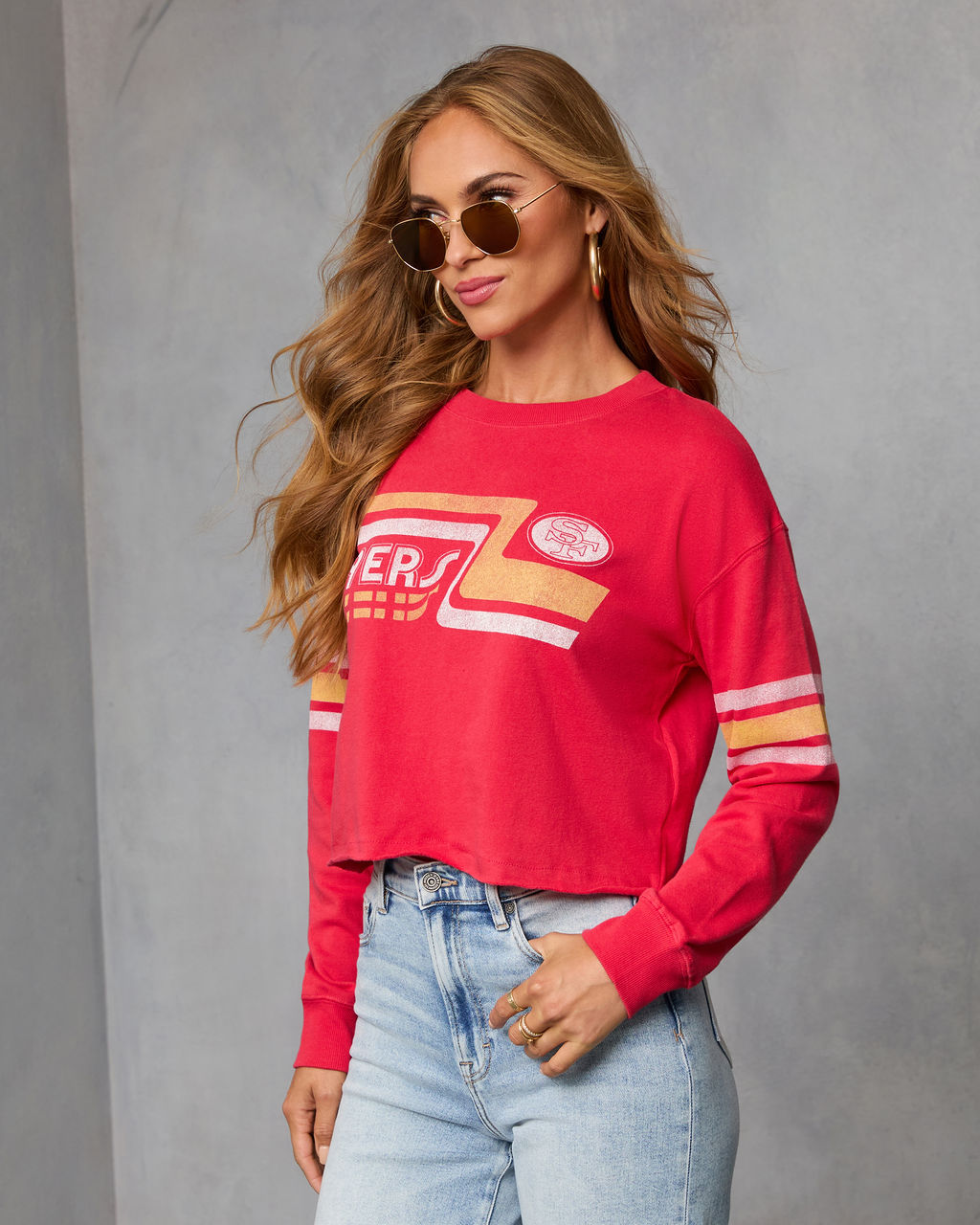 San Francisco 49ers Touchdown Long Sleeve Graphic Tee-Vogue Logic