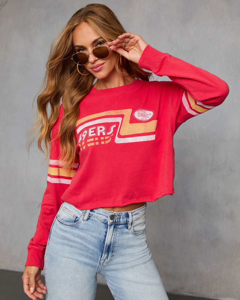 San Francisco 49ers Touchdown Long Sleeve Graphic Tee-Vogue Logic