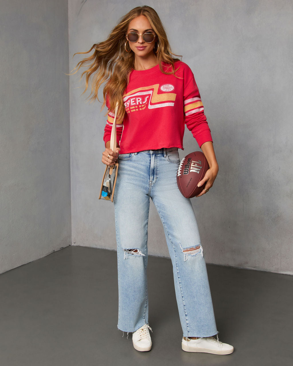 San Francisco 49ers Touchdown Long Sleeve Graphic Tee-Vogue Logic