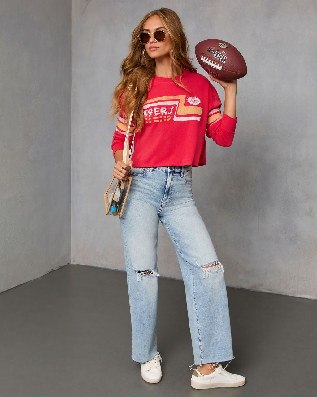 San Francisco 49ers Touchdown Long Sleeve Graphic Tee-Vogue Logic