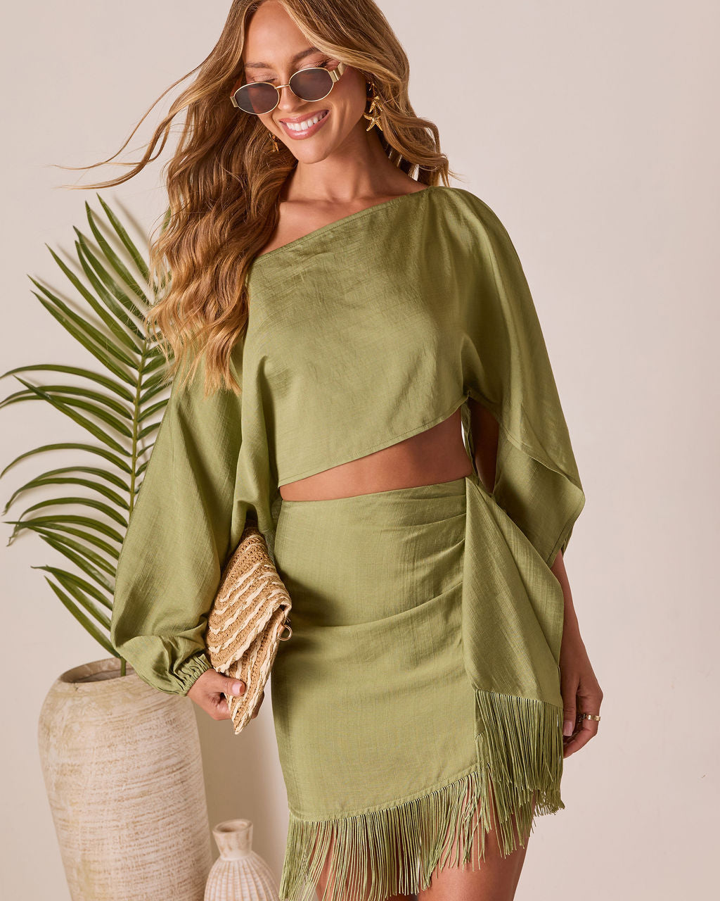 Caelia Wrap Fringe Mini Skirt-Vogue Logic