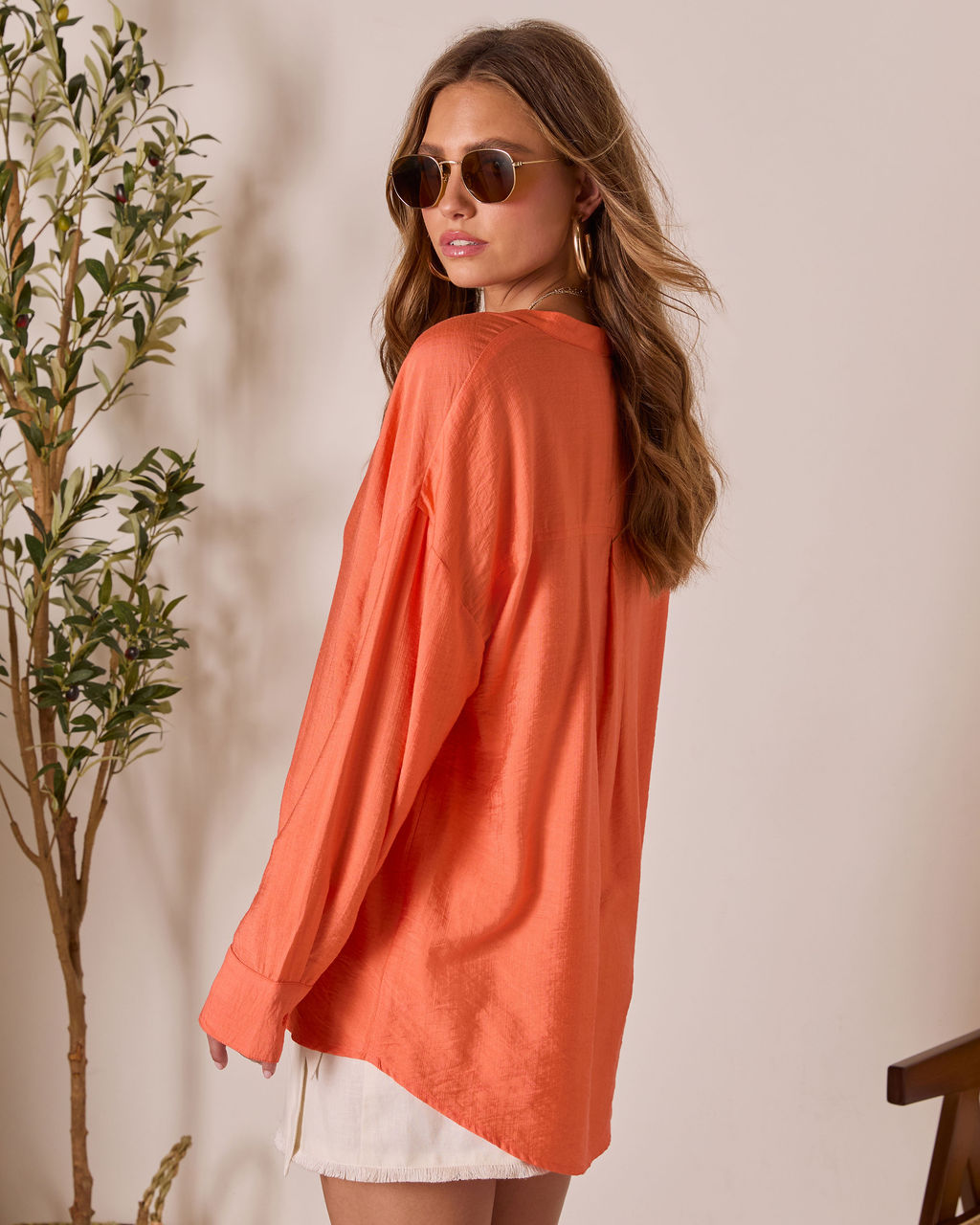 House Of Sun Satin Button Up Top-Vogue Logic