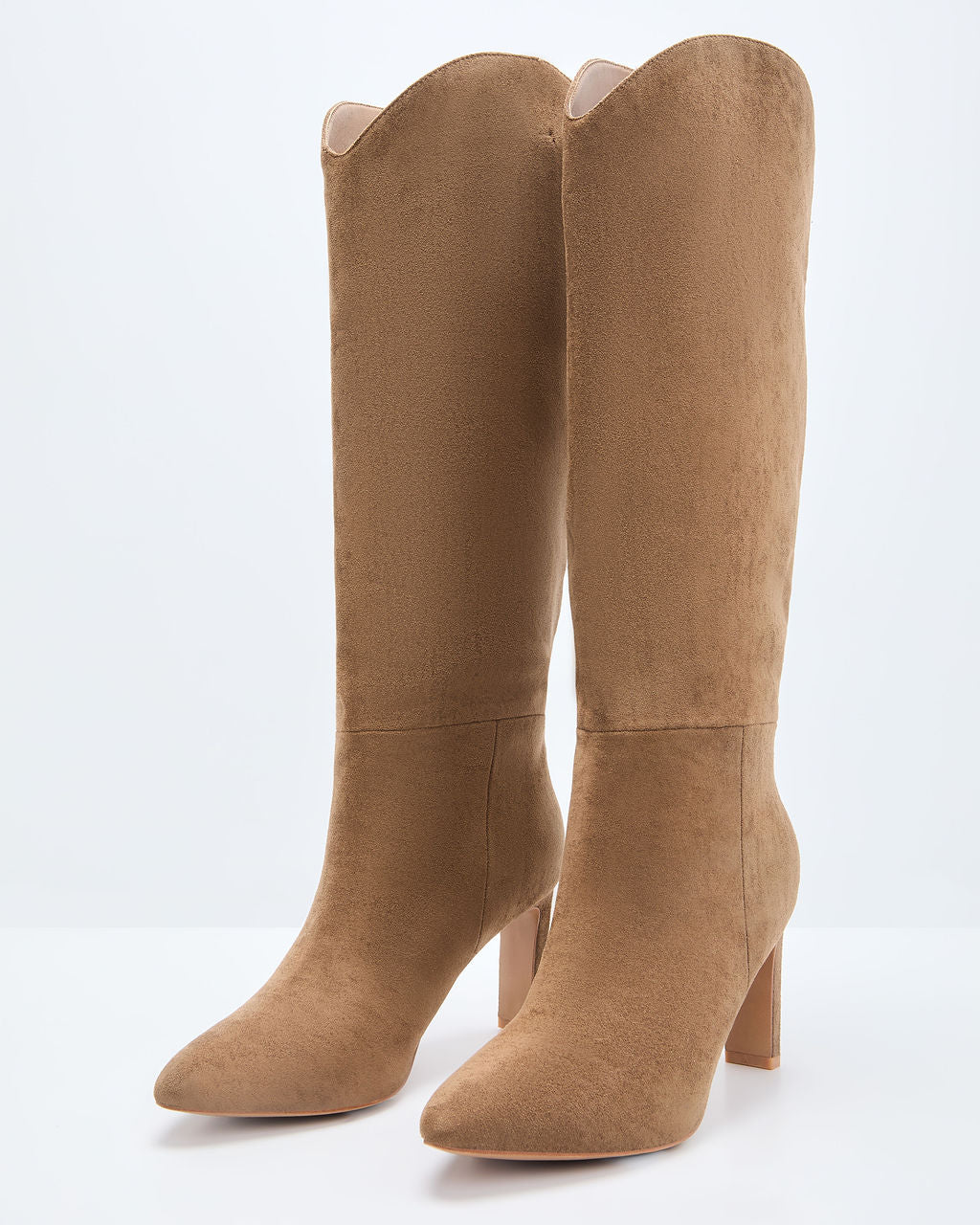 Honeyed Haze Suede Knee High Boots-Vogue Logic