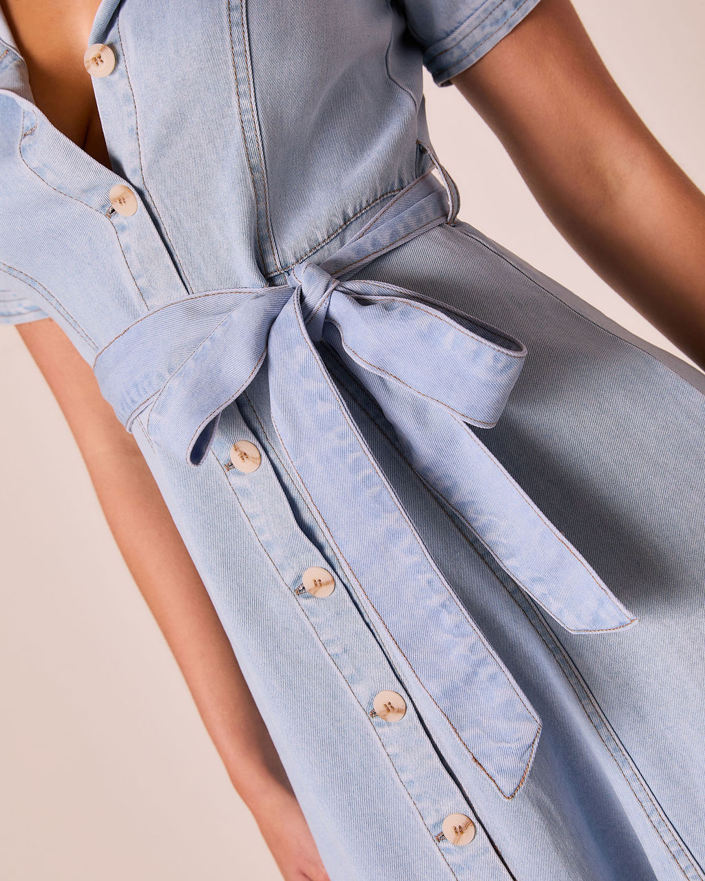 Canyon County Waist Tie Mini Shirt Dress-Vogue Logic