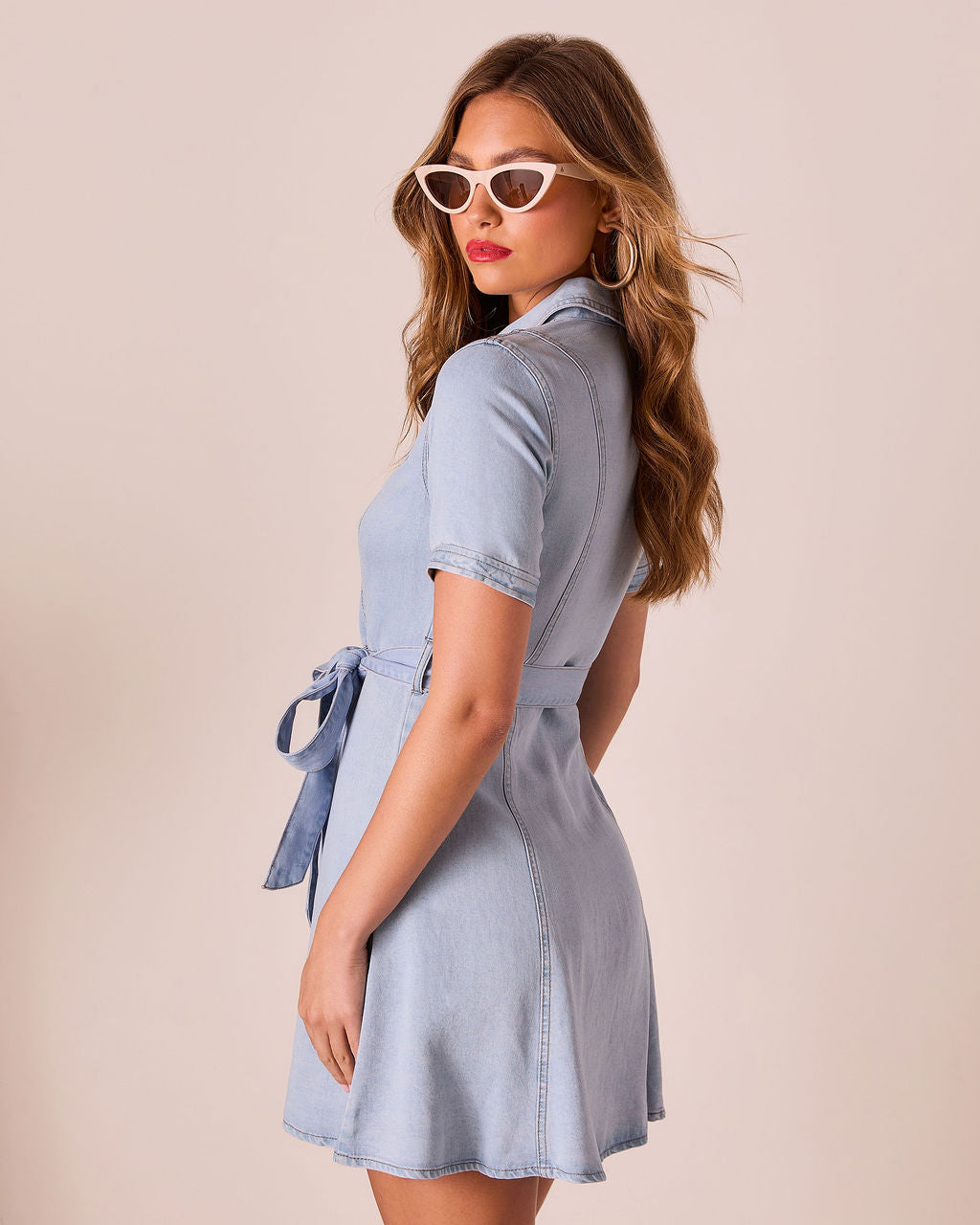 Canyon County Waist Tie Mini Shirt Dress-Vogue Logic