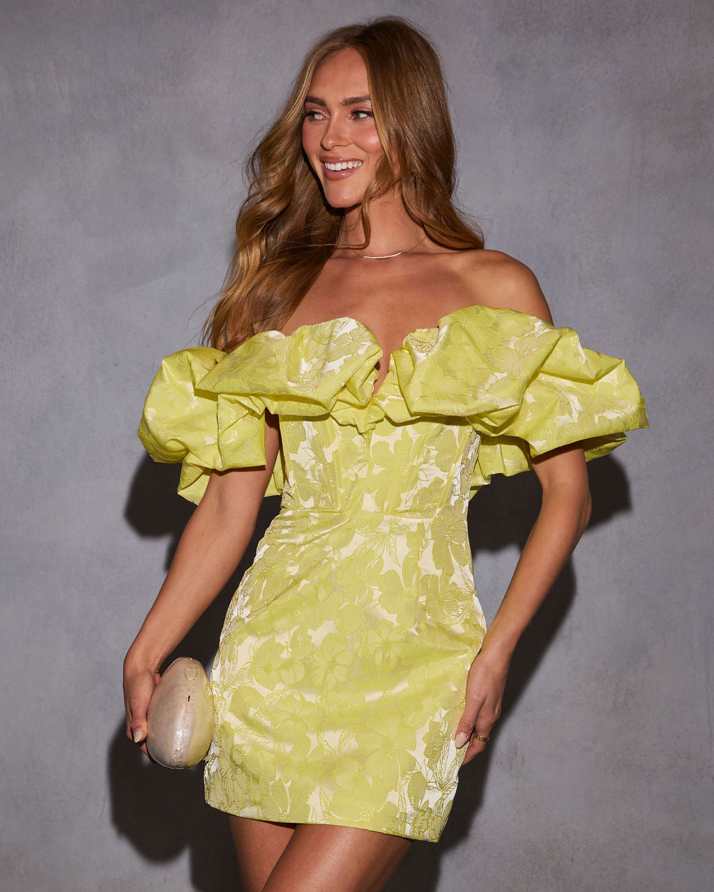 Budding Beauty Off The Shoulder Mini Dress-Vogue Logic