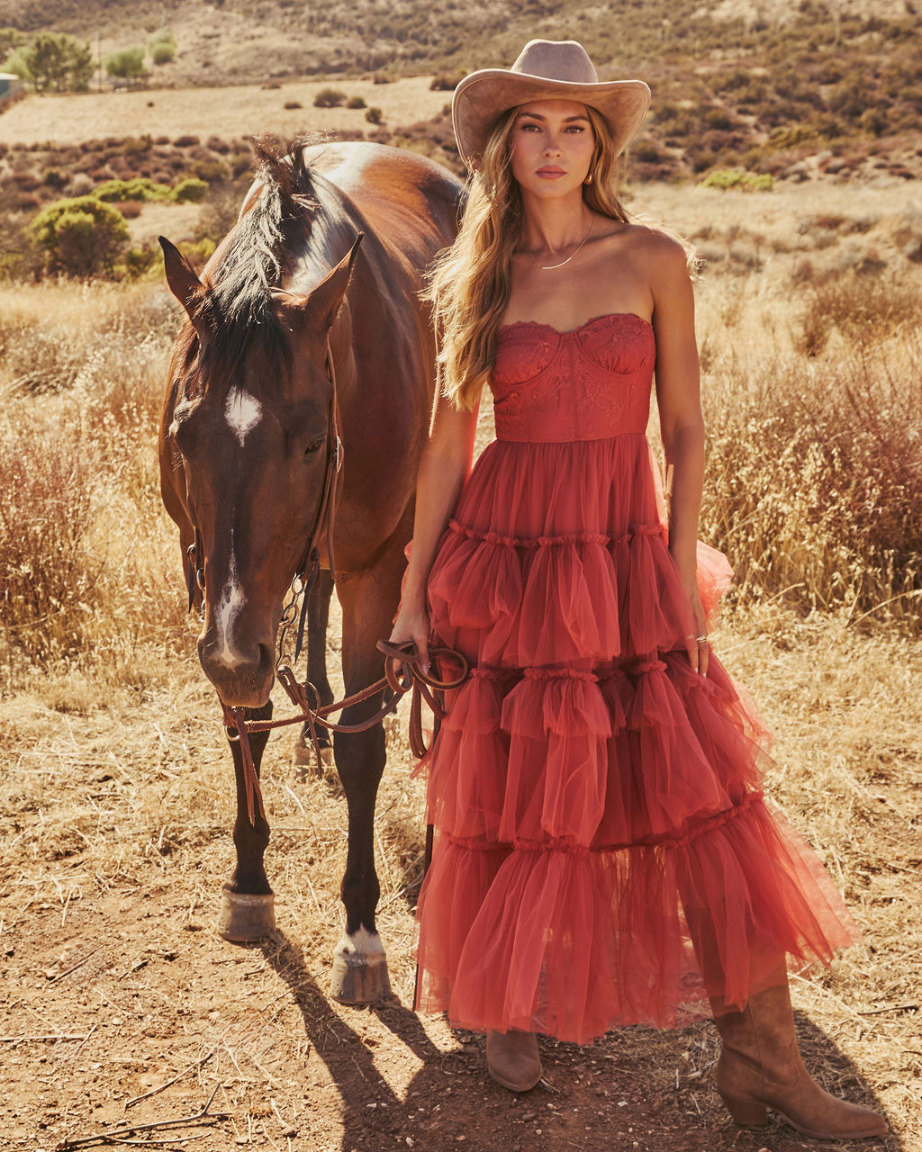 Novara Strapless Tiered Tulle Maxi Dress-Vogue Logic