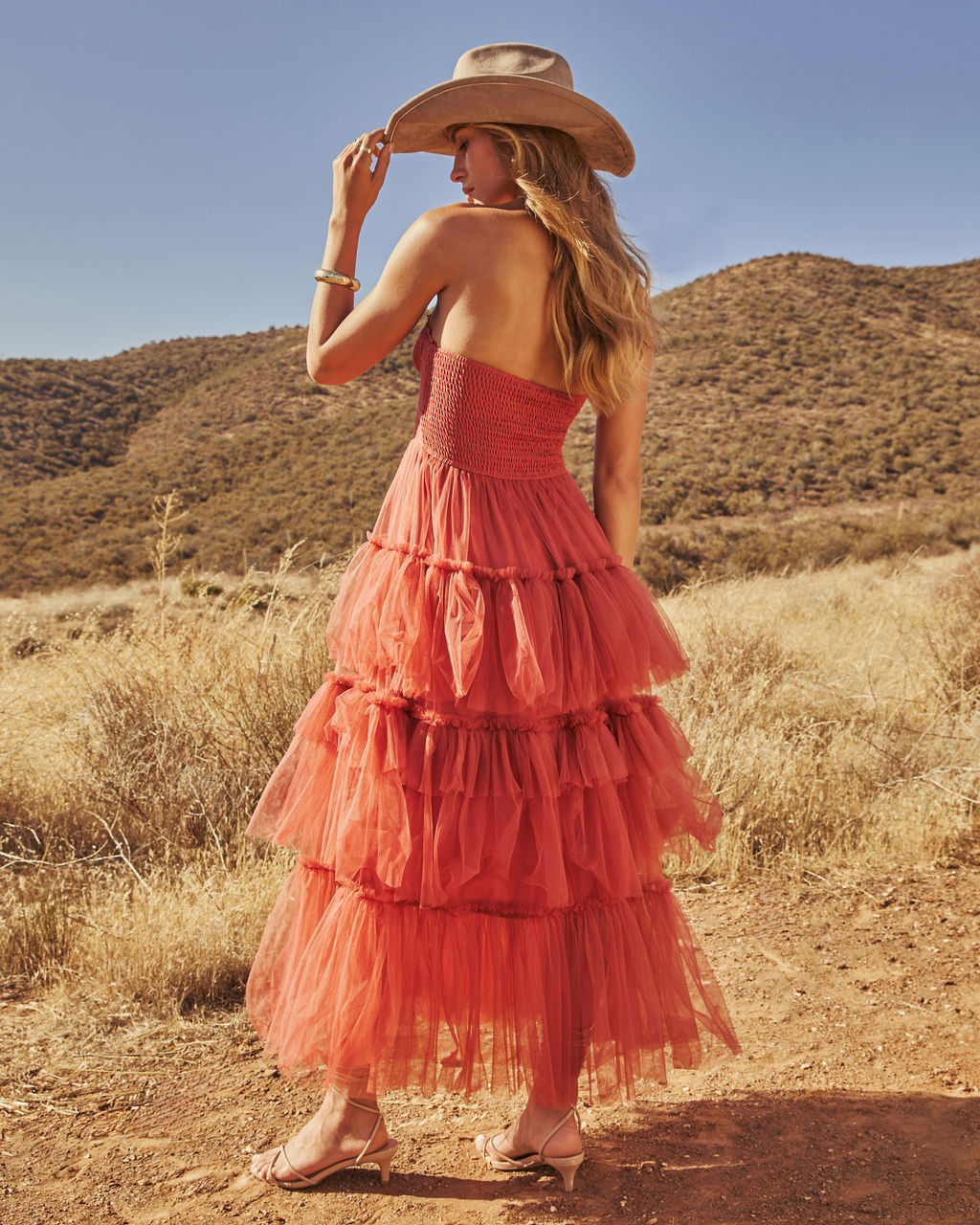 Novara Strapless Tiered Tulle Maxi Dress-Vogue Logic