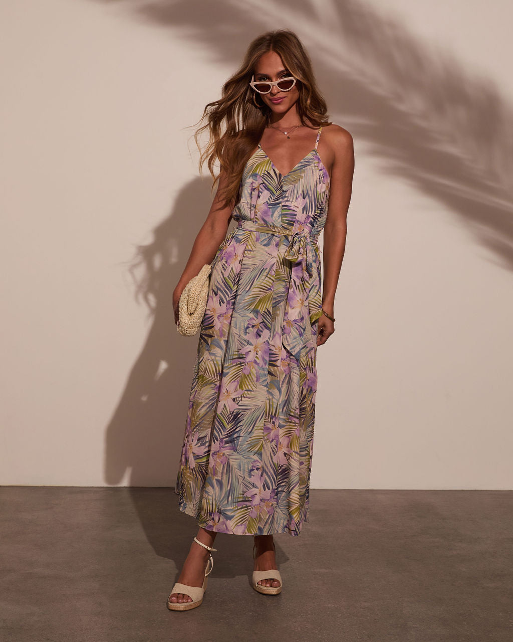 Piah Palm Print Maxi Dress-Vogue Logic