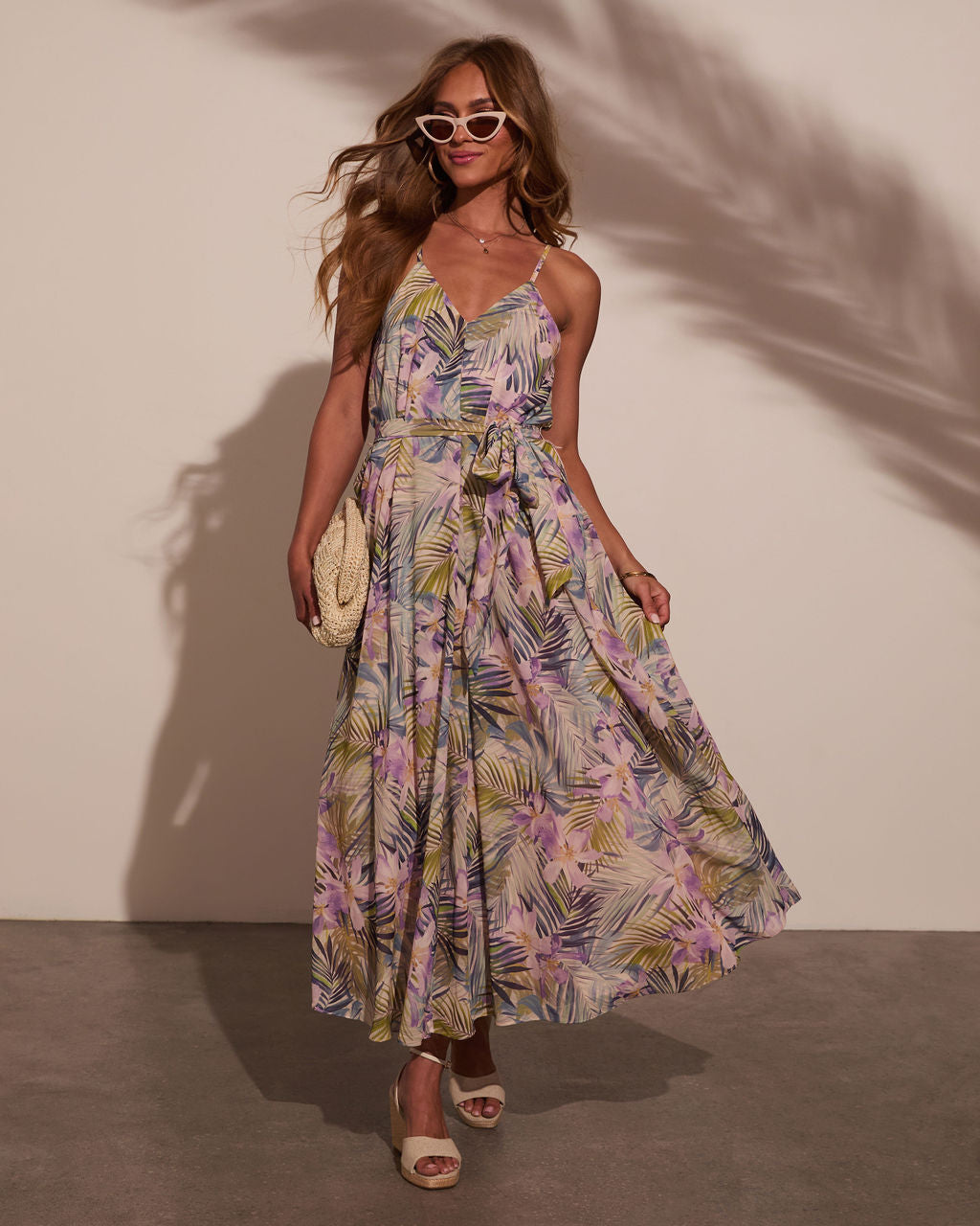 Piah Palm Print Maxi Dress-Vogue Logic