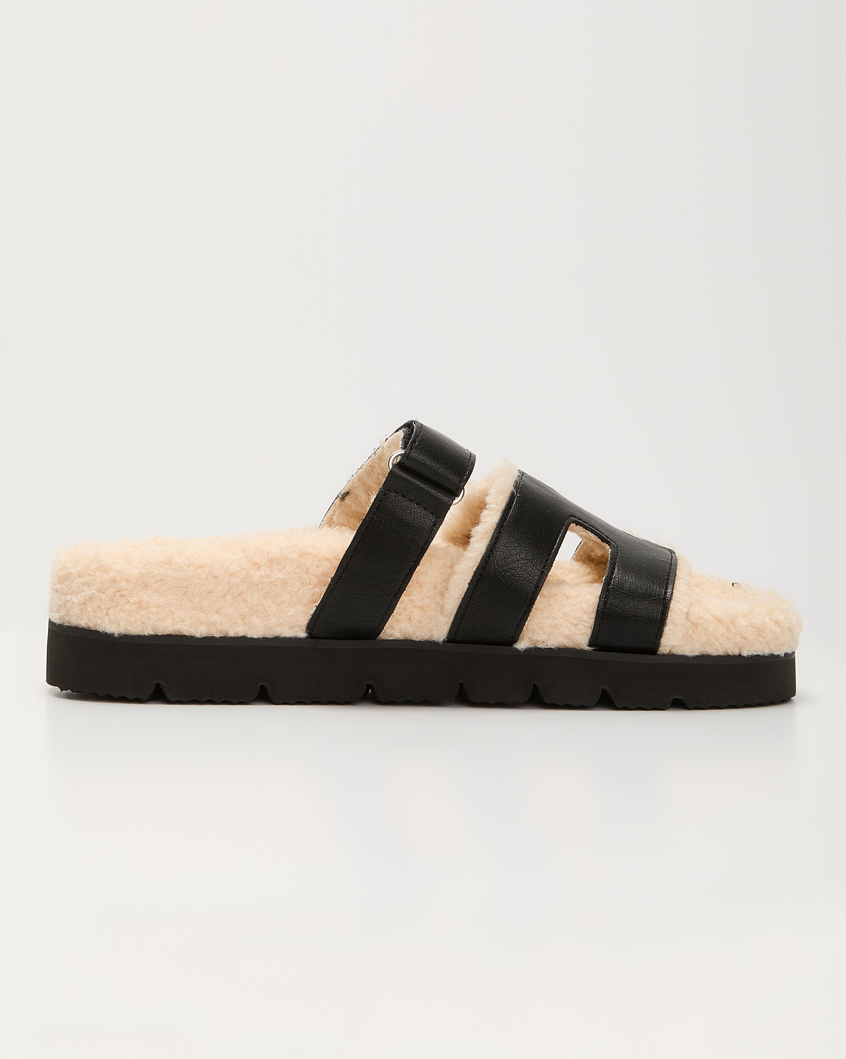 Adelene Sherpa Lined H-Strap Sandal-Vogue Logic