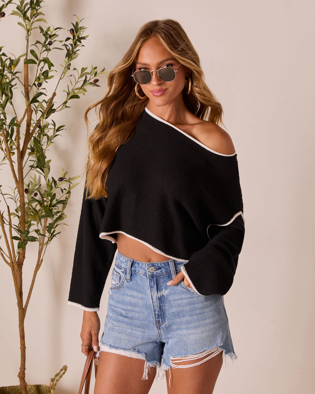 Lorian Contrast Seams Sweater-Vogue Logic