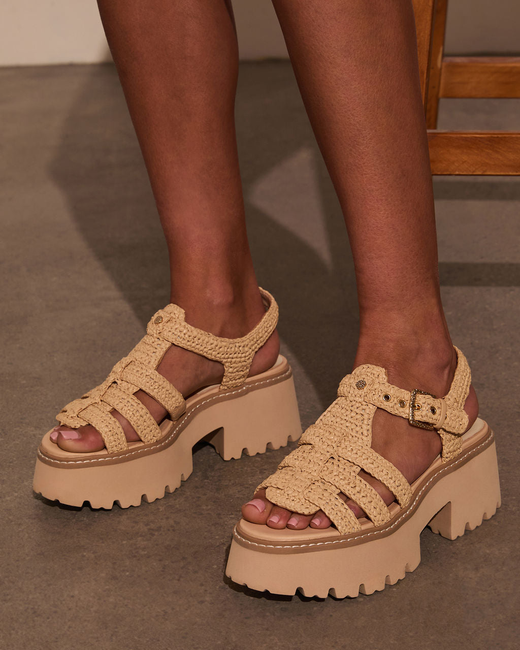 Amina Crochet Chunky Platform Sandals-Vogue Logic