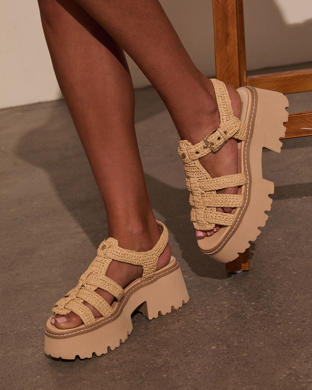 Amina Crochet Chunky Platform Sandals-Vogue Logic