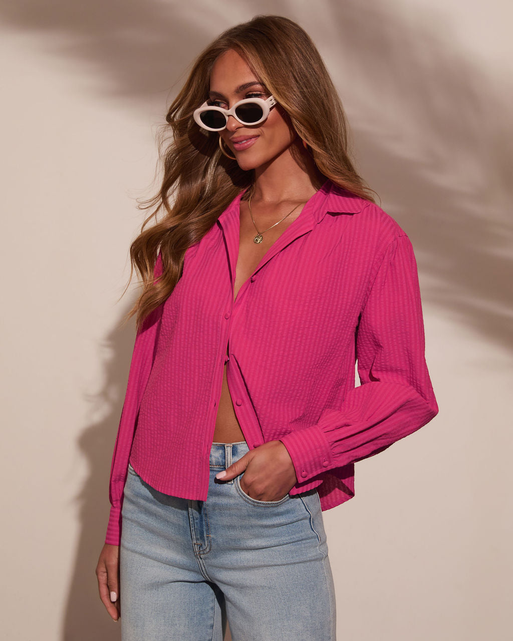 Christell Button Down Top-Vogue Logic