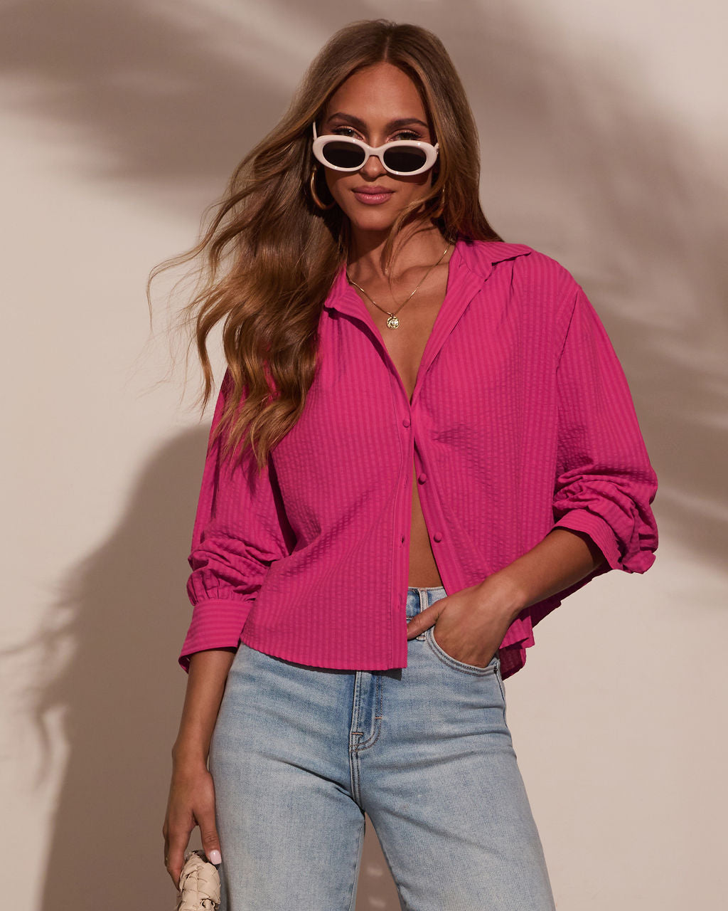 Christell Button Down Top-Vogue Logic