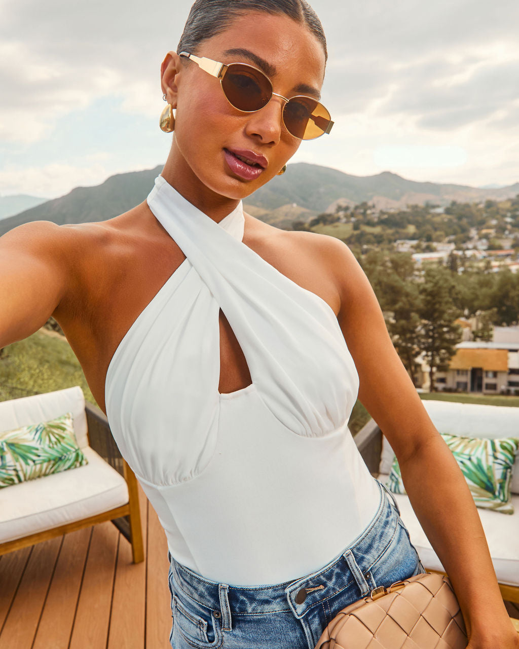 Torey Criss Cross Halter Top-Vogue Logic