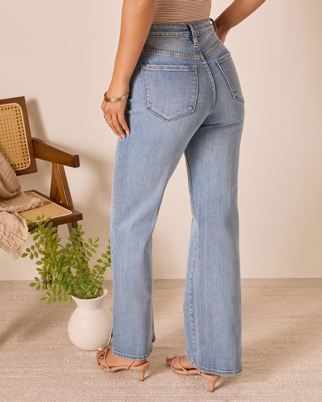 Downey Stretch High Rise Slit Flare Leg Jeans-Vogue Logic