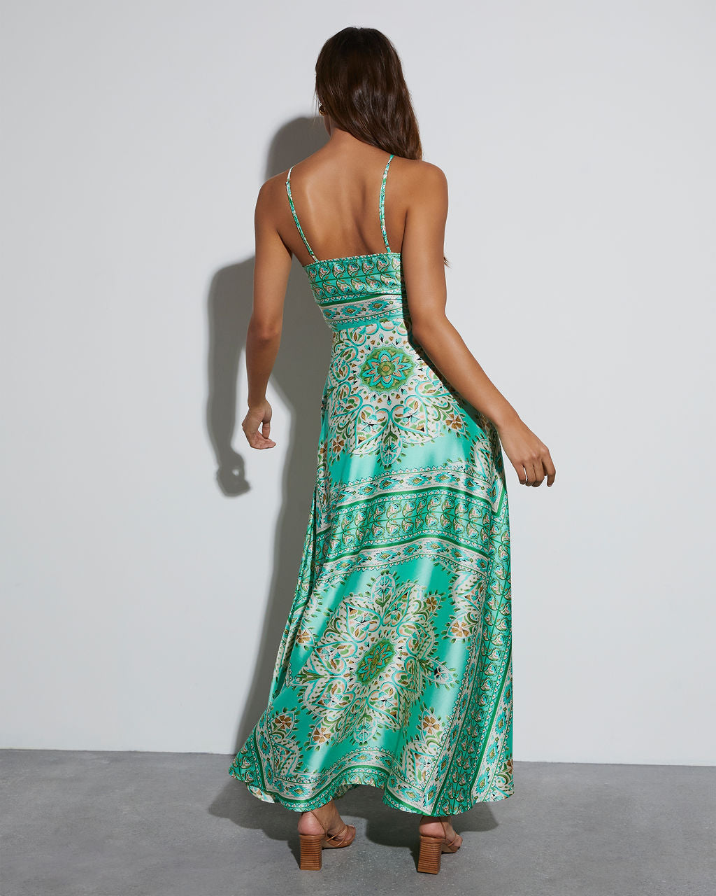 Gayle Satin Printed Maxi Dress-Vogue Logic