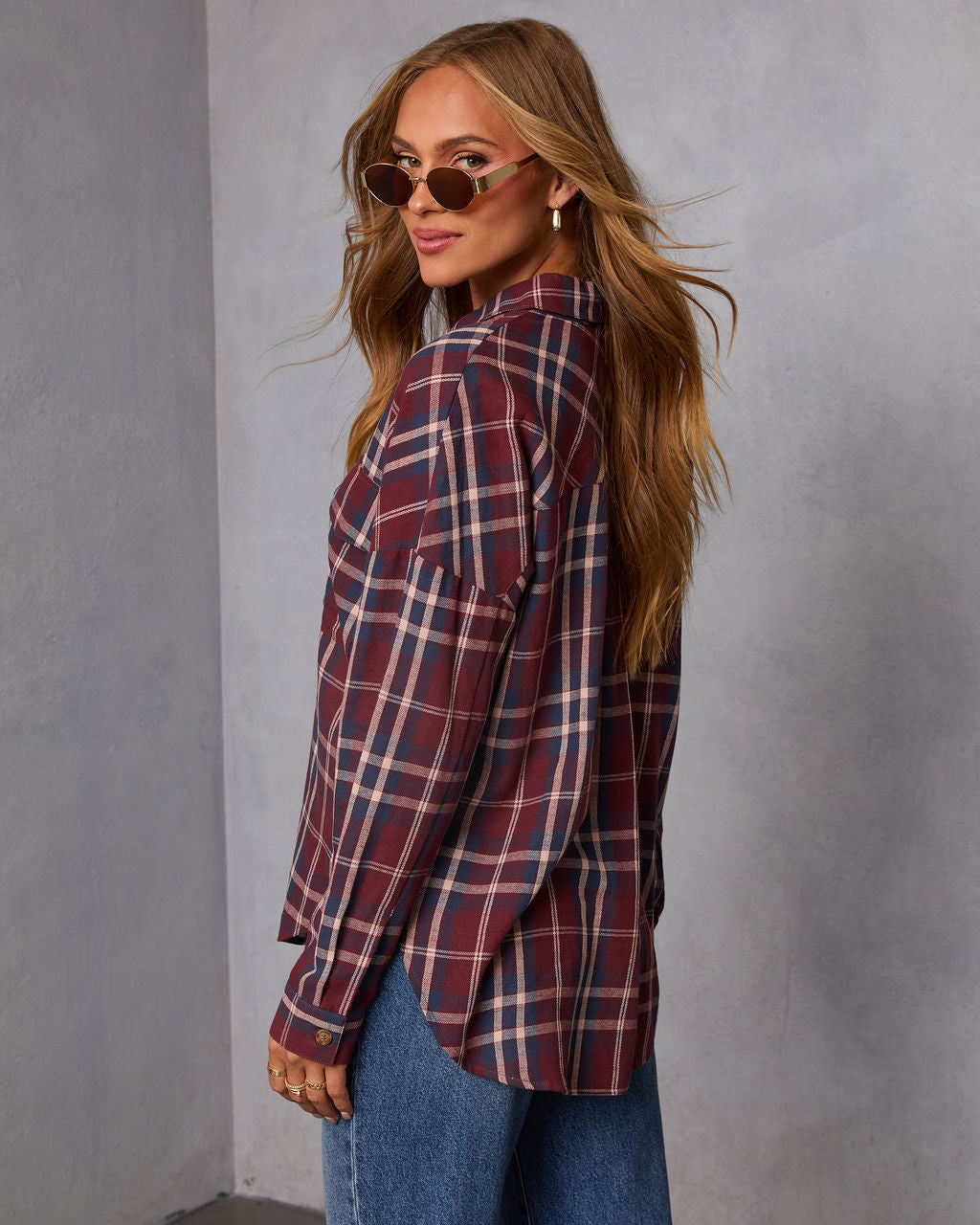 English Ivy Plaid Button Down Top-Vogue Logic