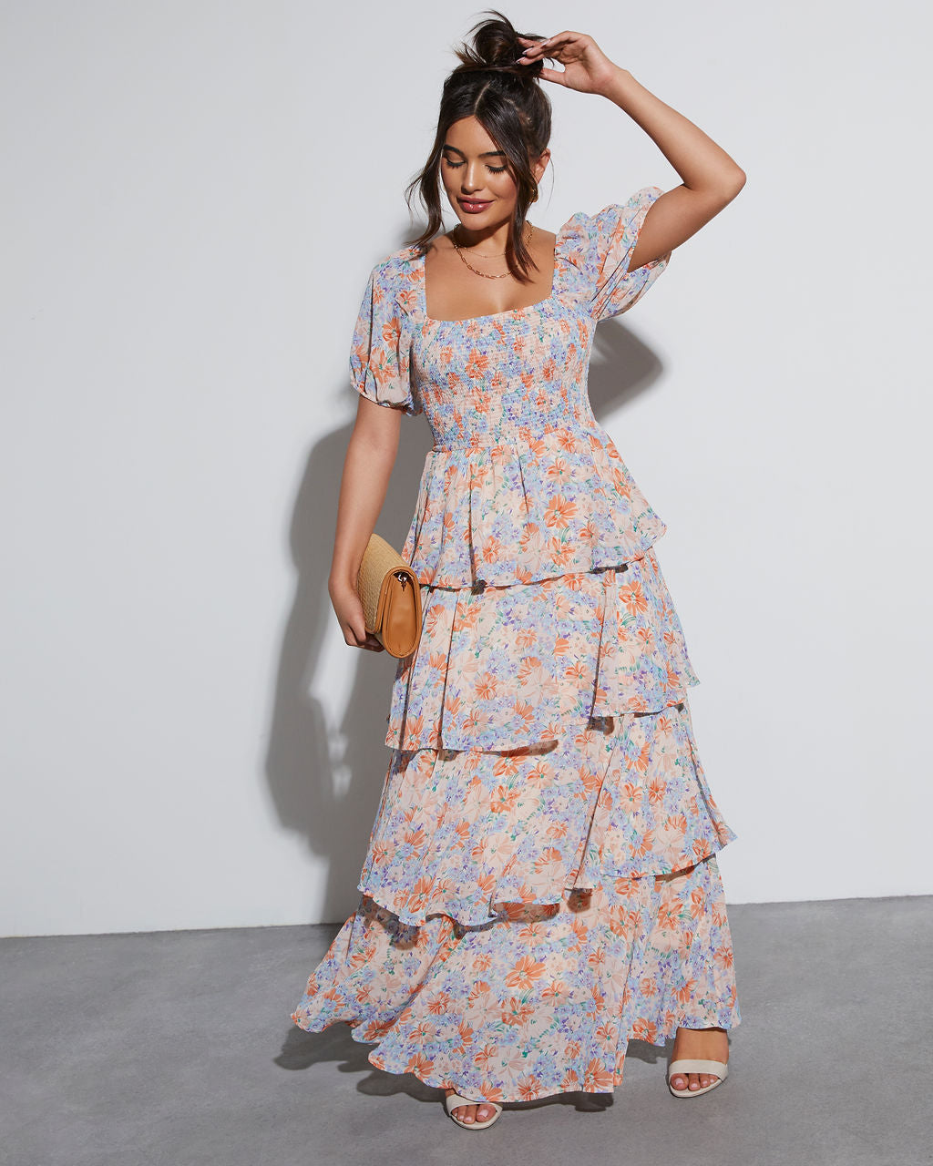 Blooming Beauty Tiered Floral Maxi Dress-Vogue Logic