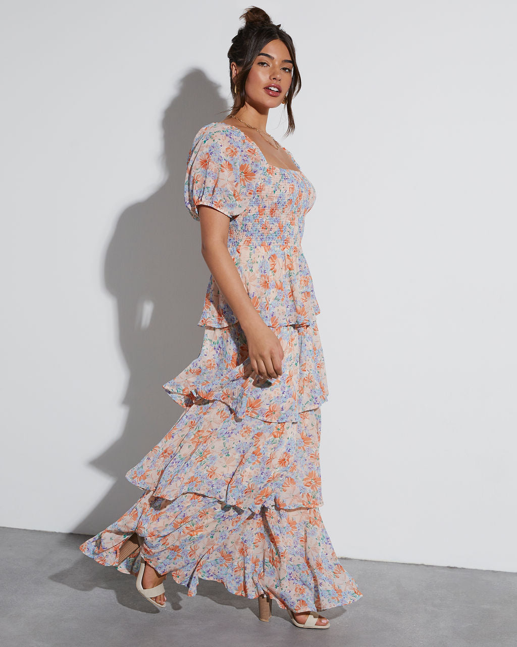 Blooming Beauty Tiered Floral Maxi Dress-Vogue Logic