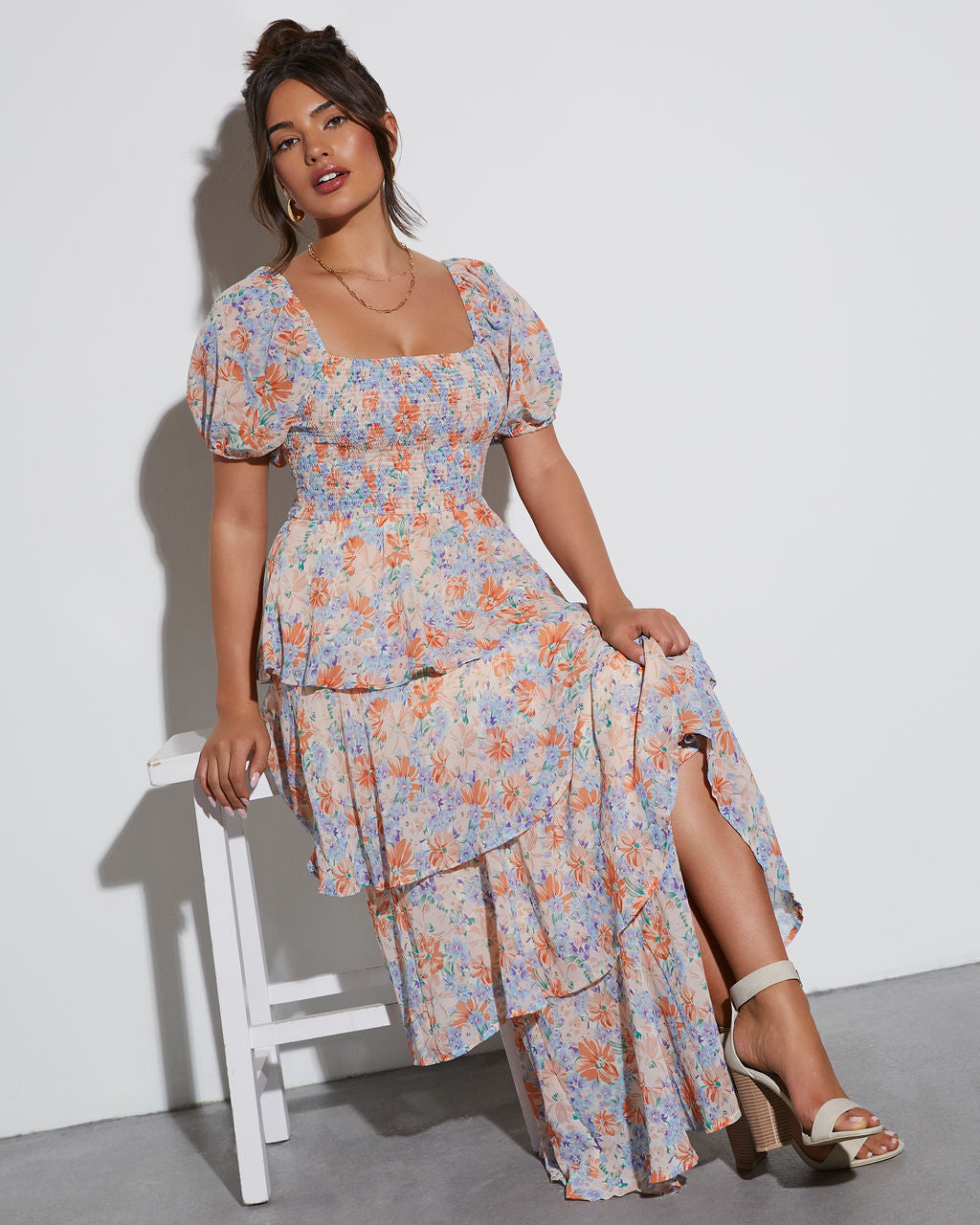 Blooming Beauty Tiered Floral Maxi Dress-Vogue Logic