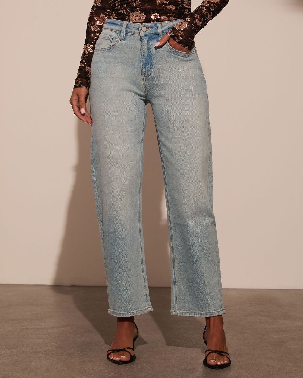 Damson Stretch High Rise Barrel Jeans-Vogue Logic