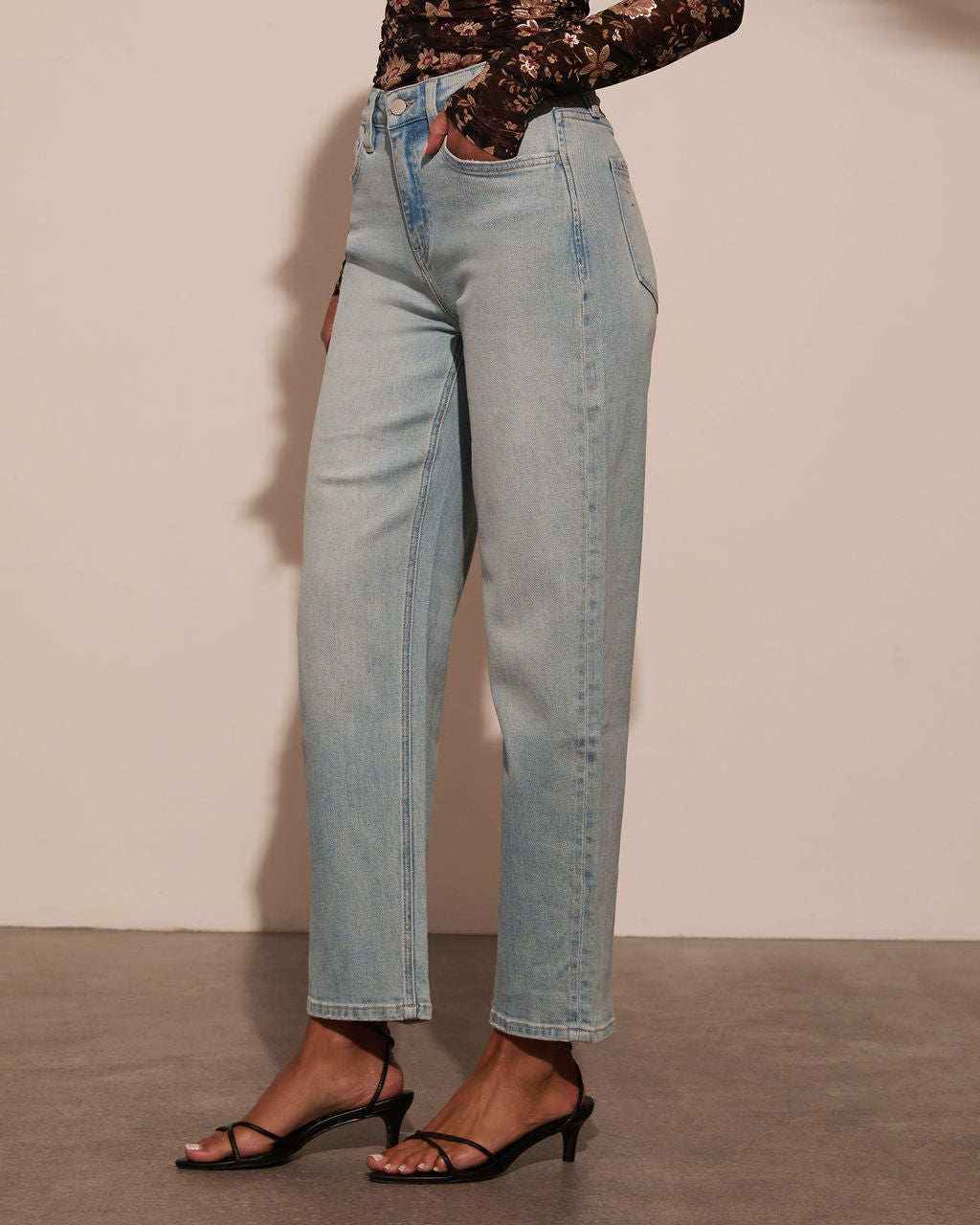 Damson Stretch High Rise Barrel Jeans-Vogue Logic