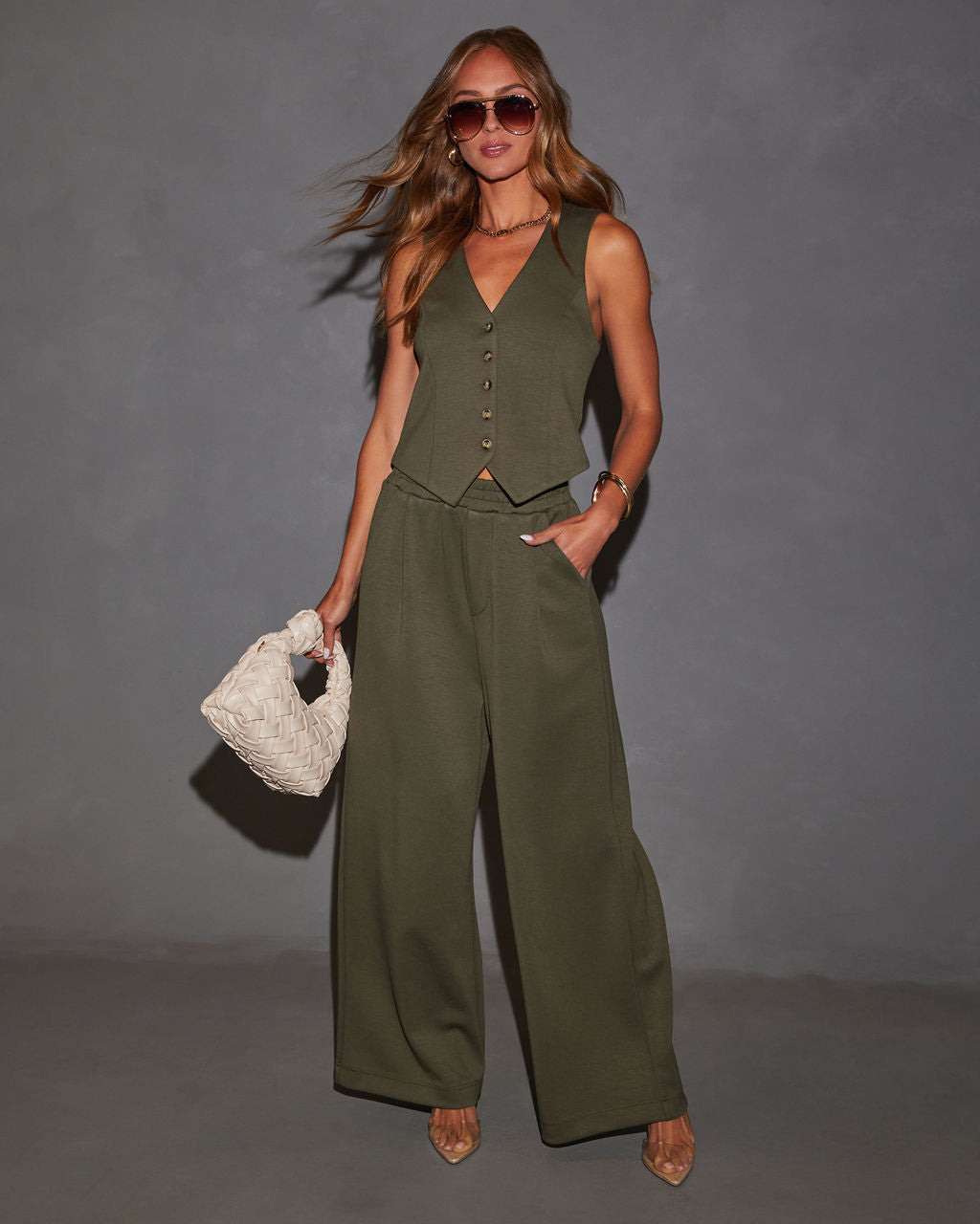 Sage High Rise Trouser Pants-Vogue Logic