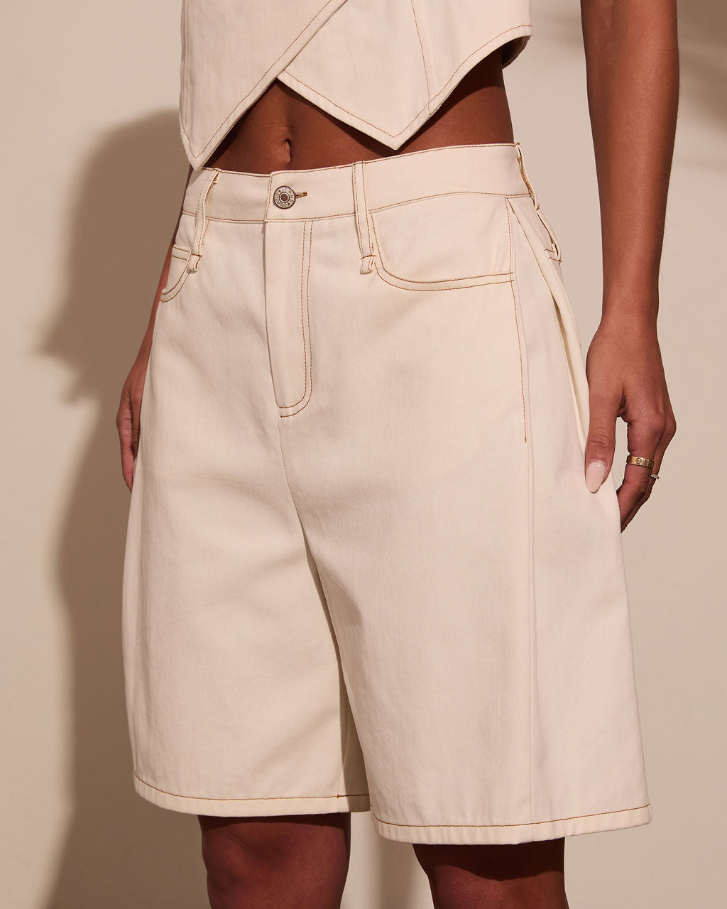 Sweet Dreamer Twill Bermuda Shorts-Vogue Logic