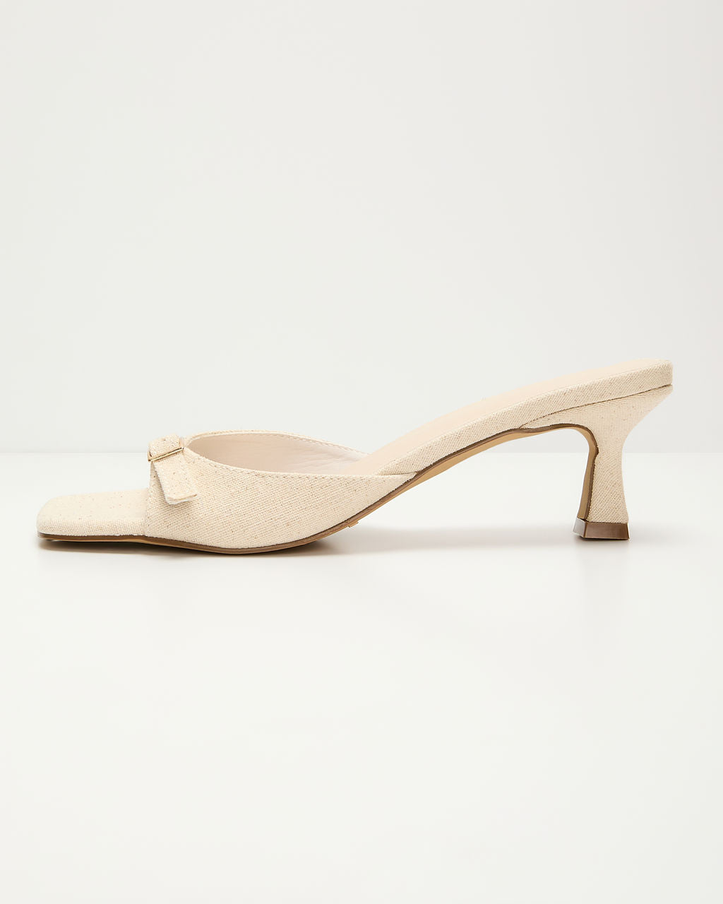 Ivy House Buckled Linen Kitten Heel-Vogue Logic