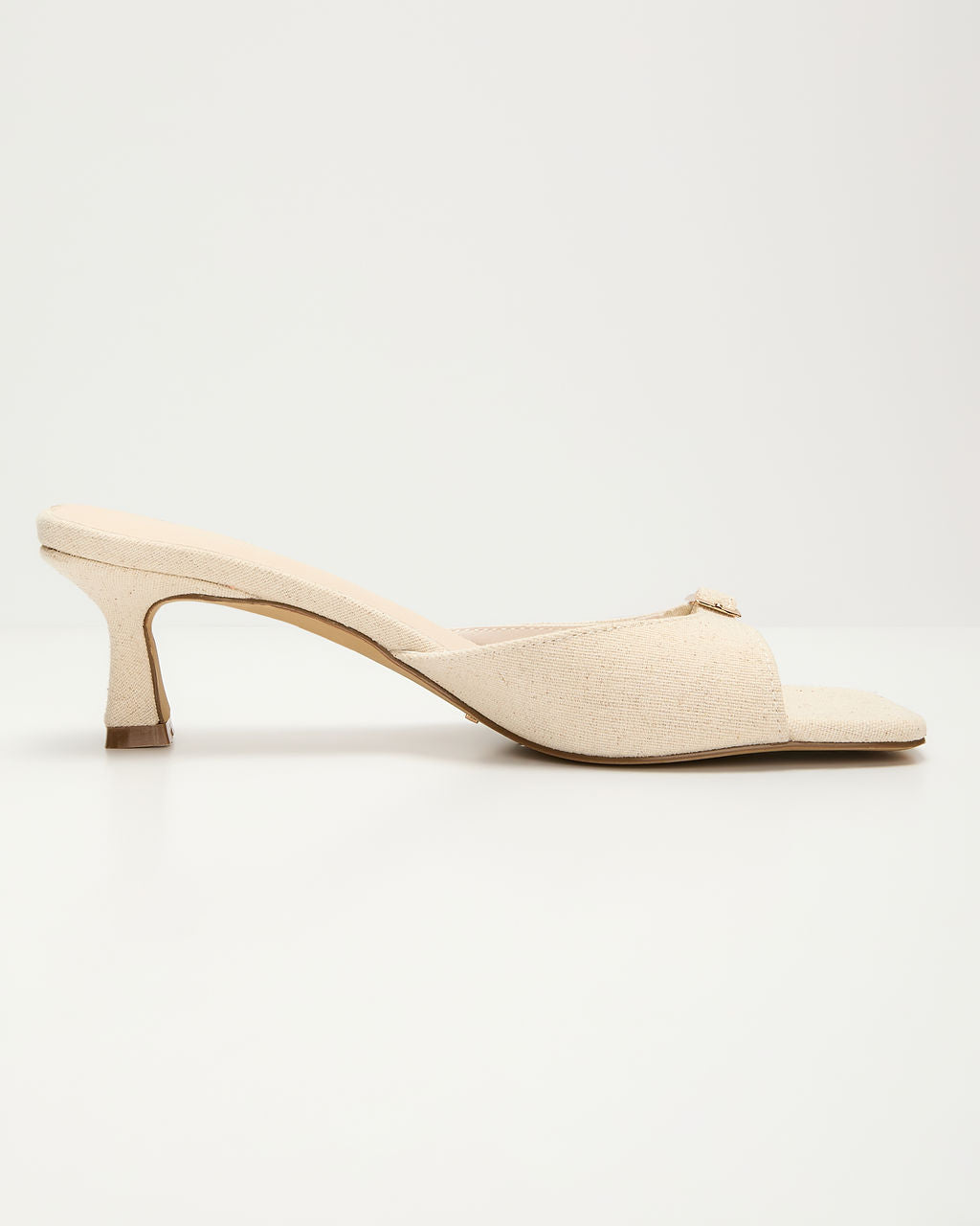 Ivy House Buckled Linen Kitten Heel-Vogue Logic