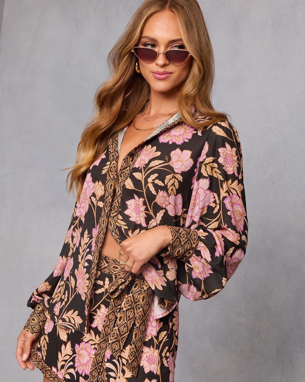 Ivy Embrace Floral Button Down Top-Vogue Logic