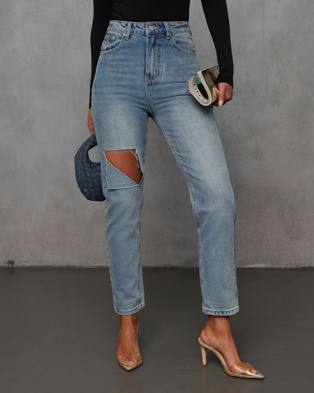 Vara High Distressed Jeans-Vogue Logic