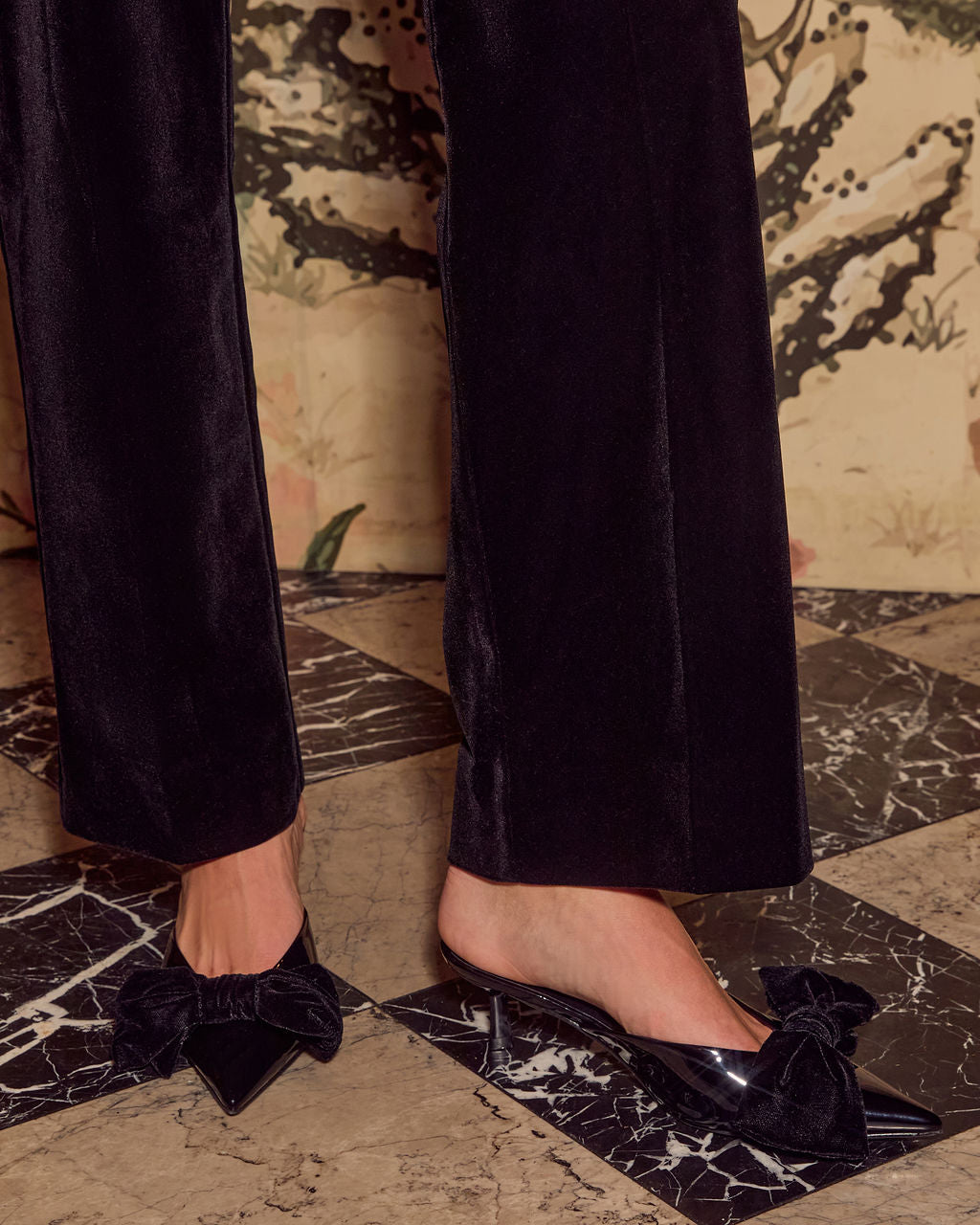 Holiday Charm Bow Kitten Heel Mule-Vogue Logic