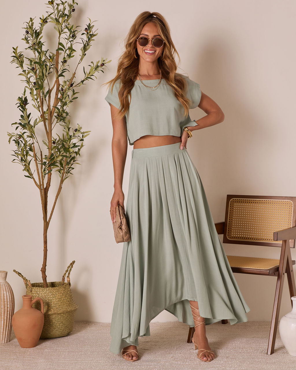 Fresh Breeze Asymmetrical Hem Maxi Skirt-Vogue Logic