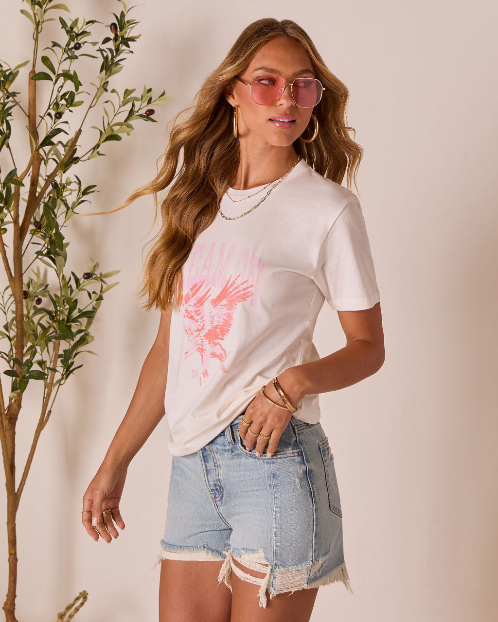 Dream On Short Sleeve Graphic Tee-Vogue Logic