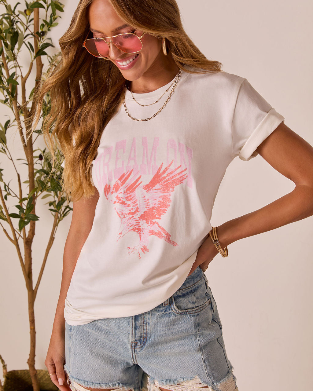 Dream On Short Sleeve Graphic Tee-Vogue Logic