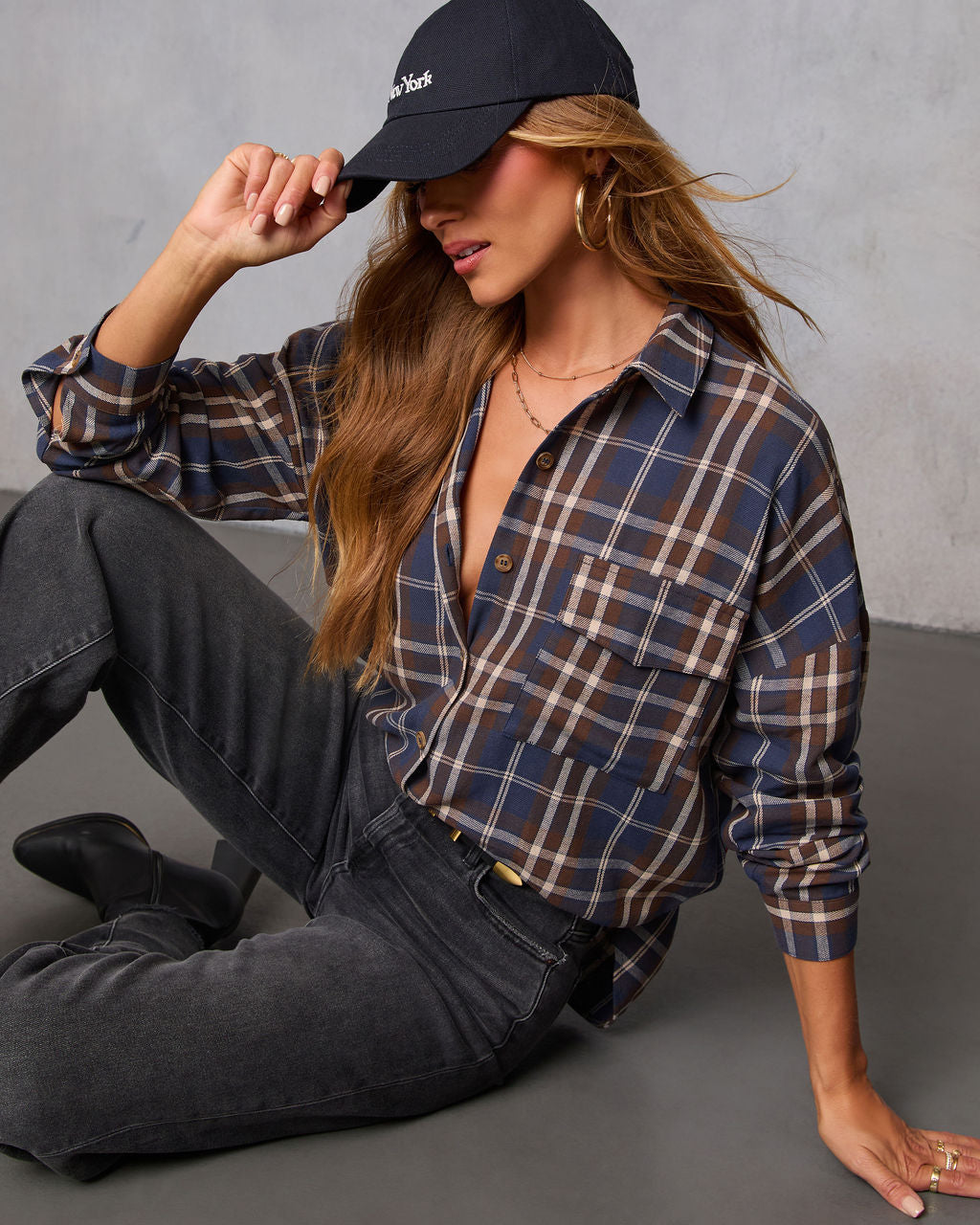 English Ivy Plaid Button Down Top-Vogue Logic