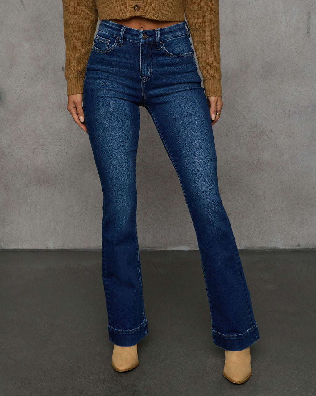 Coraline Super Stretch Mid Rise Flare Jeans-Vogue Logic