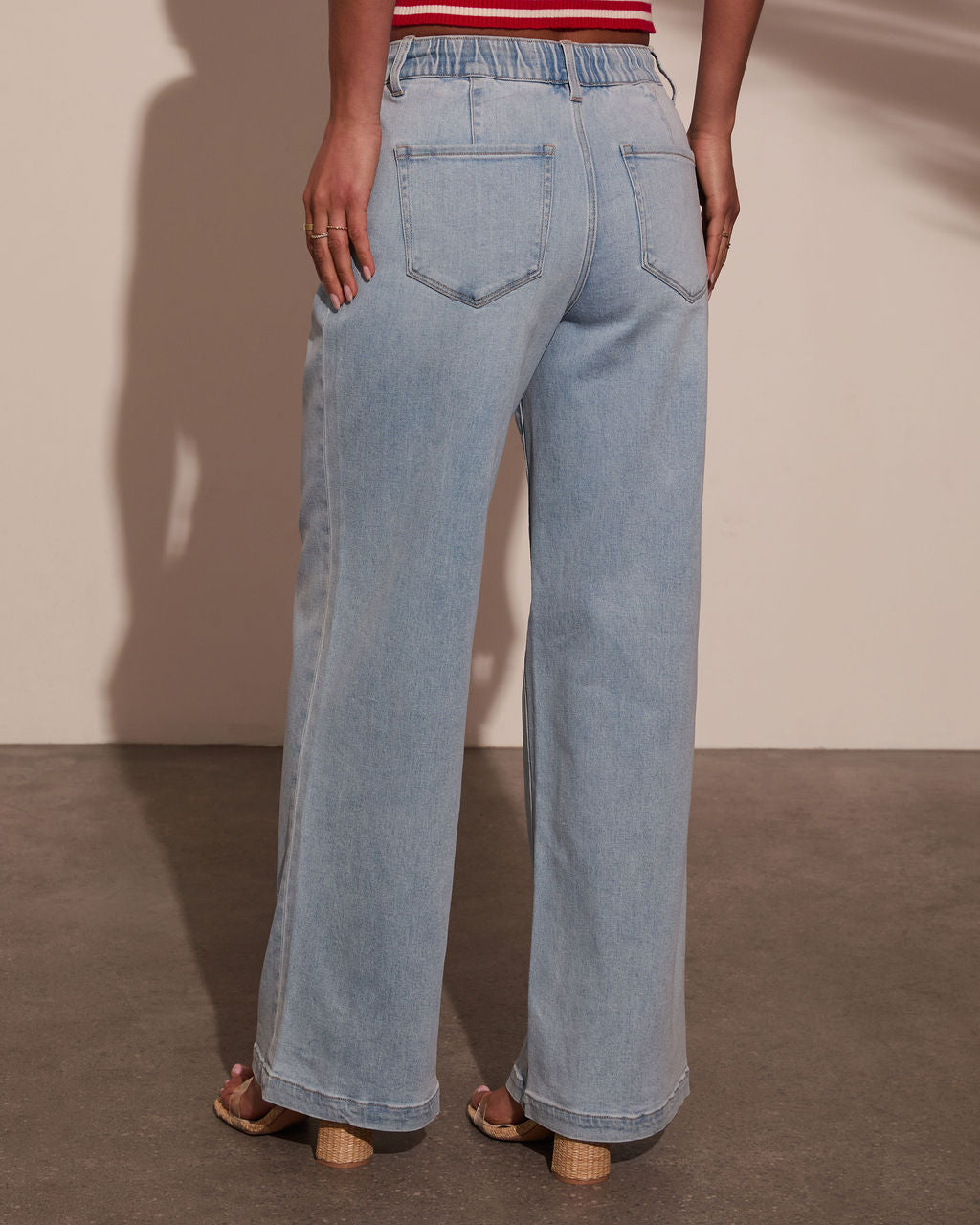 Wanderfolk Super Stretch Drawstring Wide Leg Jeans-Vogue Logic