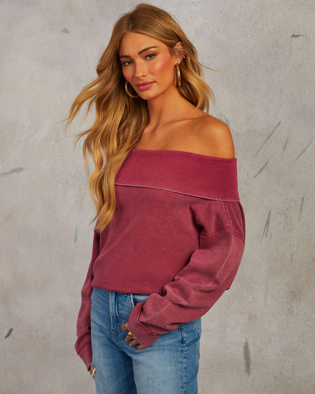 Coffee Run Off The Shoulder Sweater-Vogue Logic